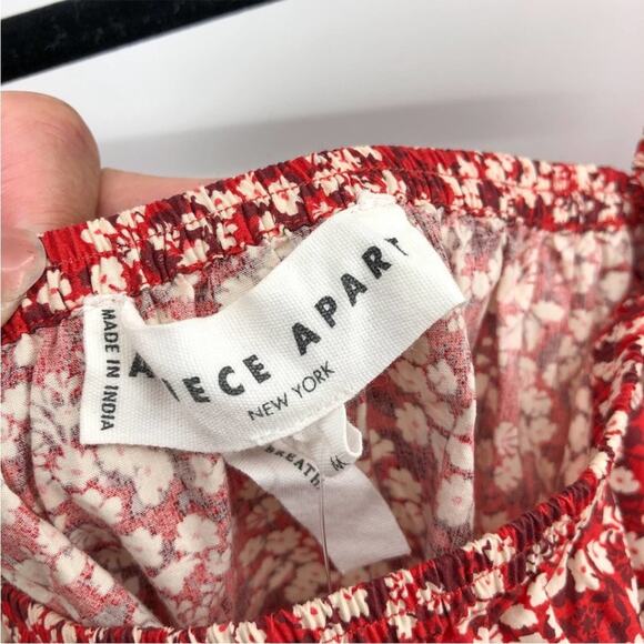 Apiece Apart Gali Shirred Puffed Sleeve Square Neckline Floral Crop Top NEW Med - Picture 4 of 8